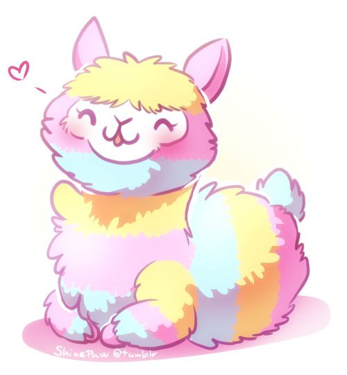 500x541 rainbow alpaca fluff - Cute Alpaca Drawing