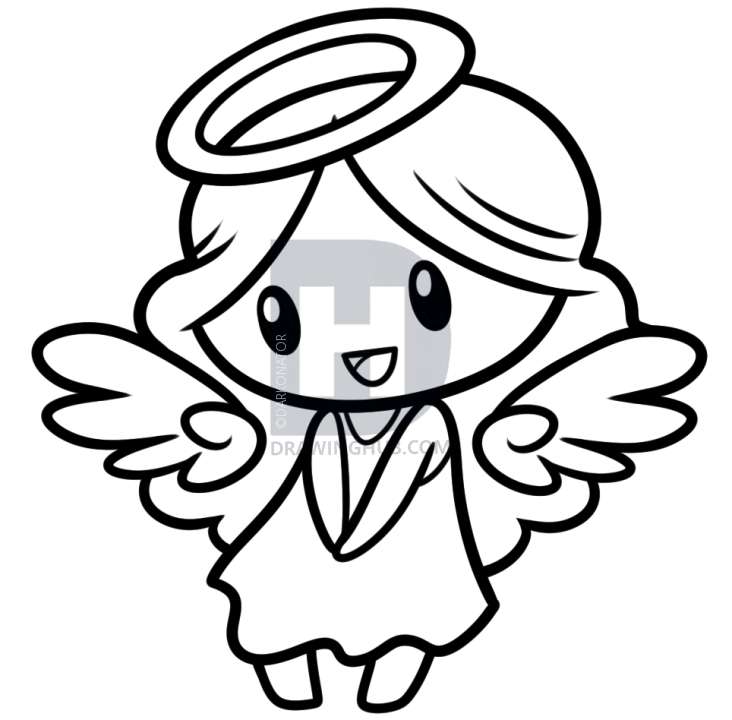732x720 Drawing A Chibi Angel, Step - Cute Angel Drawing