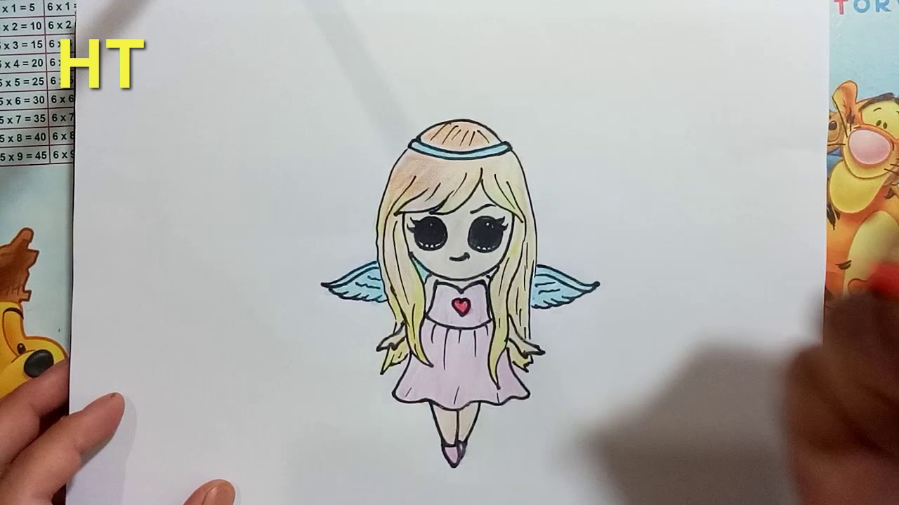 1280x720 How To Draw An Angel Cute Step - Cute Angel Drawing