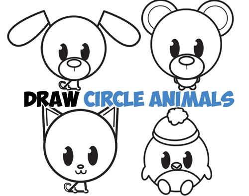 500x395 Big Guide To Drawing Cute Circle Animals Easy Step - Cute Animal Drawings Step By Step