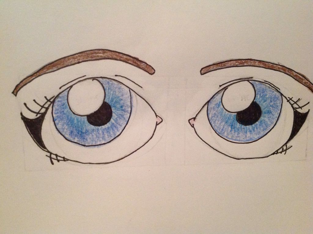 1024x765 How To Draw Cartoon Eyes Steps - Cute Anime Eyes Drawing