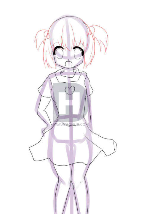 486x720 How To Draw Cute Girls, Step - Cute Anime Girl Drawing