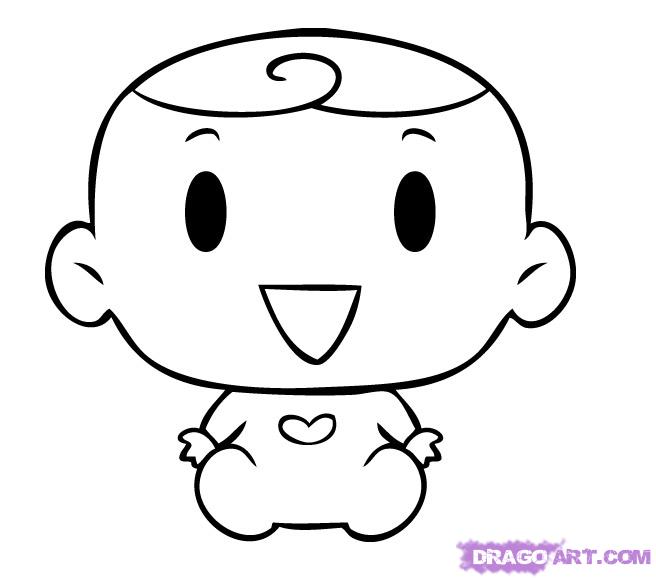 656x579 Draw A Cute Baby, Step - Cute Baby Drawing
