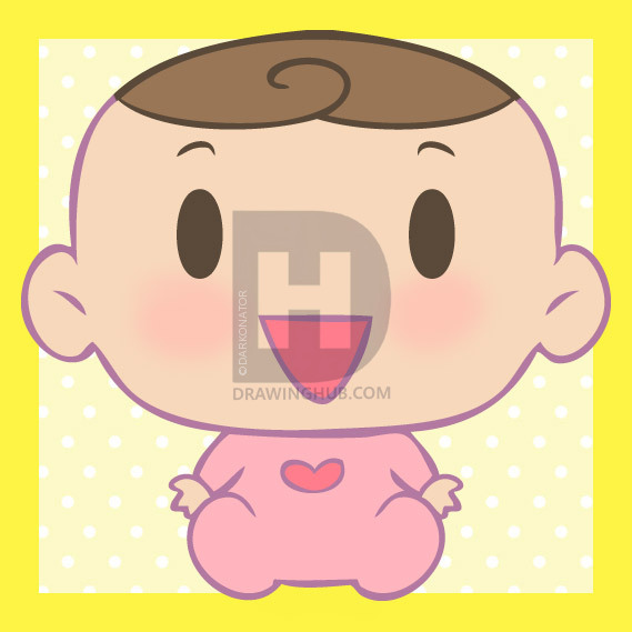 569x569 How To Draw A Cute Baby, Step - Cute Baby Drawing