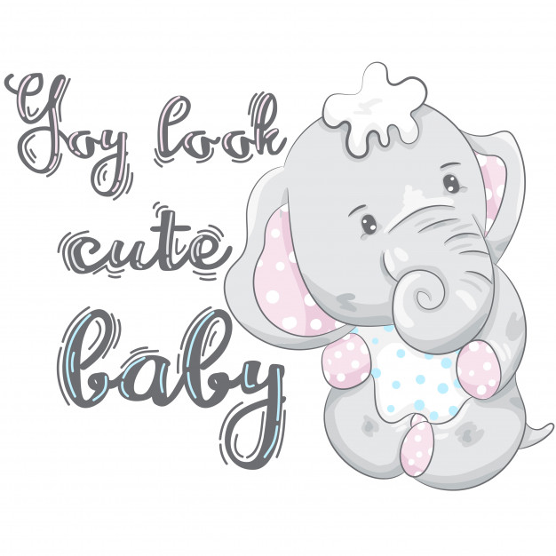 626x626 Cute Baby Elephant Cartoon Hand Drawn Vector Premium Download - Cute Baby Elephant Cartoon Drawing