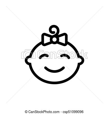 450x470 Cute Baby Face Thin Line Icon Outline Symbol Little Girl - Cute Baby Face Drawing