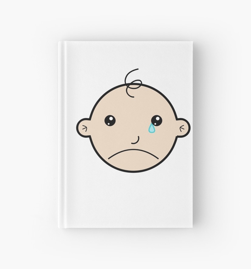 827x889 cute, sad little baby face with teardrop hardcover journals - Cute Baby Face Drawing