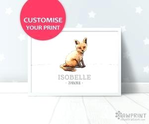 300x250 name for baby fox fox baby name sign new baby christening gift - Cute Baby Fox Drawing