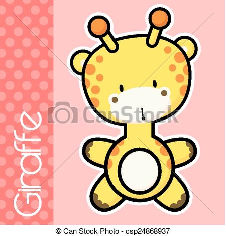 450x470 Cute Little Baby Giraffe And Text In Flat Design On Solid Color - Cute Baby Giraffe Drawing