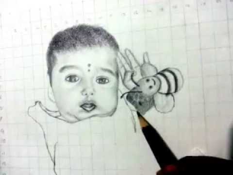480x360 Pencil Drawing Of Shanu Cute Baby Girl Timelapse Video - Cute Baby Girl Drawing