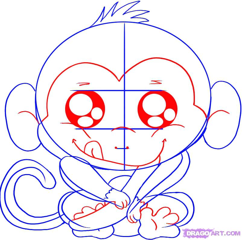 802x794 Cute Baby Monkey Drawings Free Download Clip Art - Cute Baby Monkey Drawings