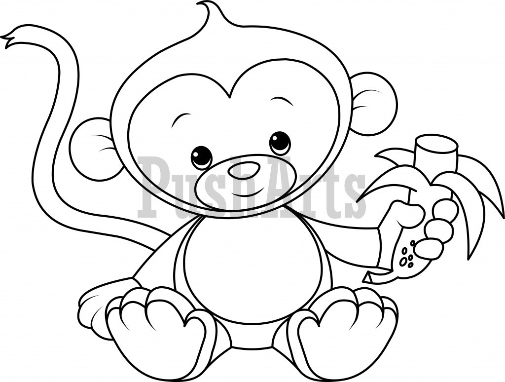 1024x774 full coloring pages of cute baby monkeys monkey drawing - Cute Baby Monkey Drawings