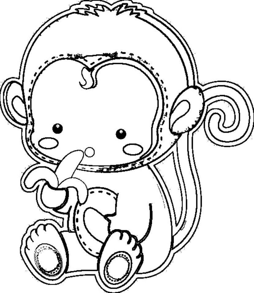828x953 girl monkey coloring pages in of cute baby monkeys plan - Cute Baby Monkey Drawings
