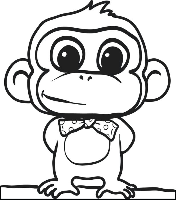 616x700 Monkey Coloring Pages Monkey Coloring Pages Eating Banana A Cute - Cute Baby Monkey Drawings