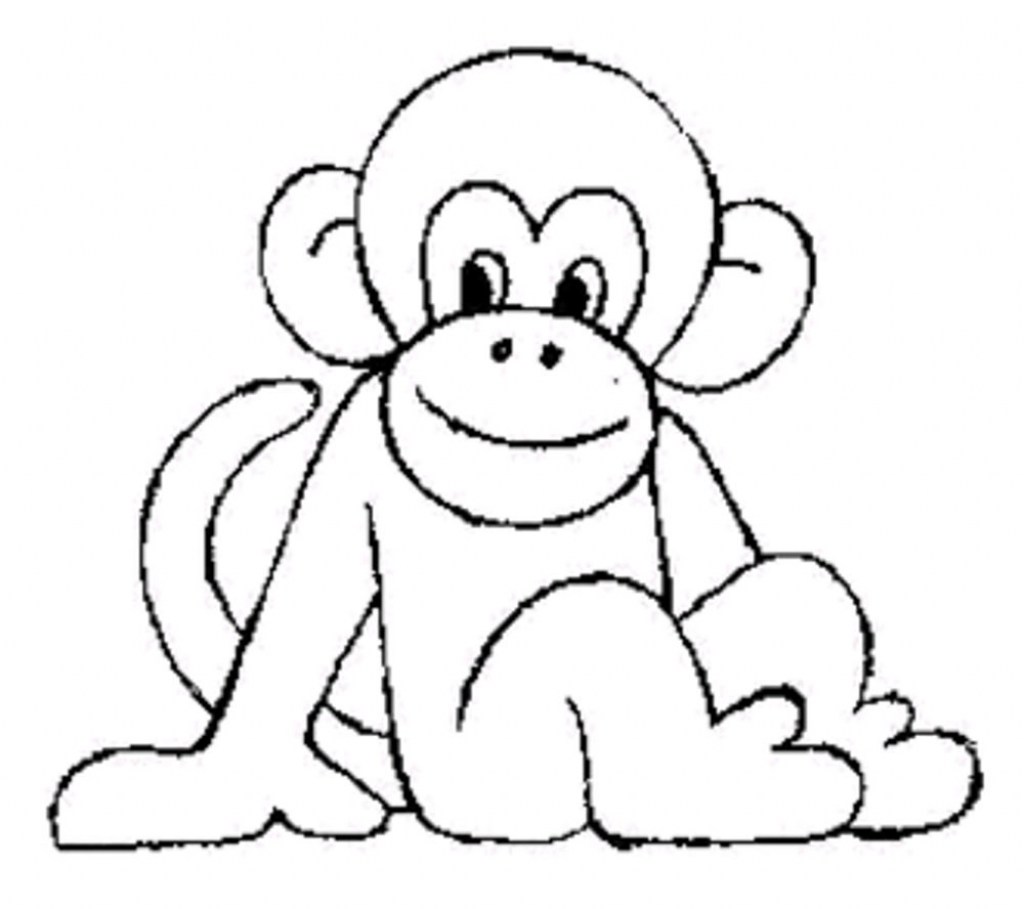 1024x909 simplistic coloring pages of cute baby monkeys drawing - Cute Baby Monkey Drawings