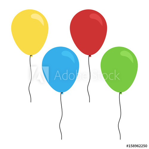 500x500 cute colorful balloons with strings, isolated flat icon - Cute Balloon Drawing