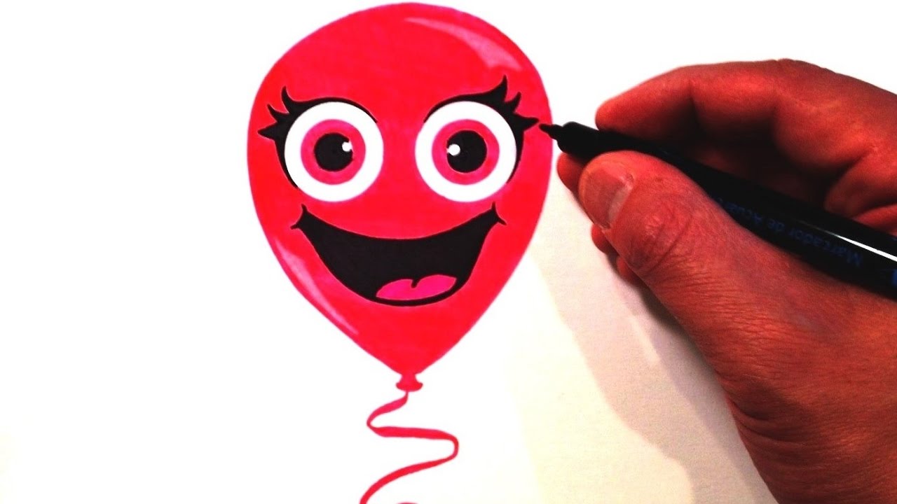 1280x720 How To Draw A Cute Balloon Smiley Face - Cute Balloon Drawing