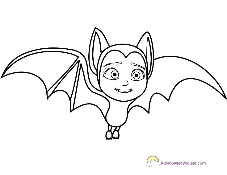 735x568 Coloring - Cute Bat Drawing