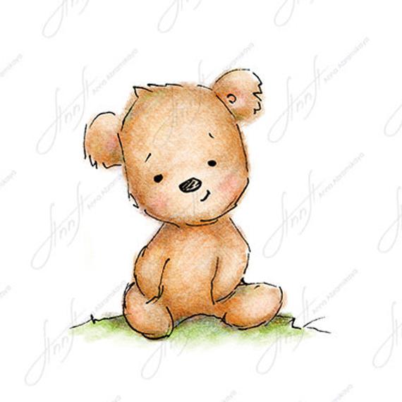 570x570 The Drawing Of Cute Teddy Bear Printable Art Digital File Etsy - Cute Bear Drawing