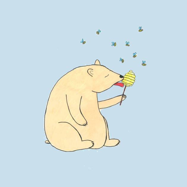 630x630 Cute Bear Eating Honey - Cute Bear Drawing