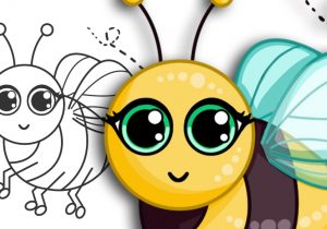 300x210 Cute Bee Drawing How To Draw A Cartoon Bee Steps - Cute Bee Drawing