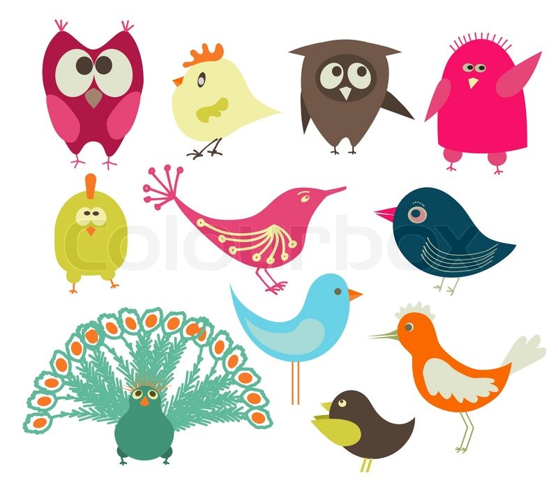 800x698 Set Of Cute Birds Drawing Stock Vector Colourbox - Cute Bird Drawing