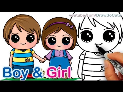 480x360 How To Draw A Cute Boy And Girl Holding Hands Step - Cute Boy And Girl Drawing