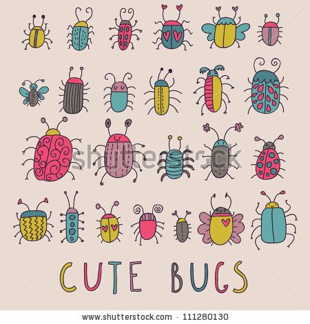 450x470 Cute Bugs Cartoon Insects In Vector Set - Cute Bug Drawing