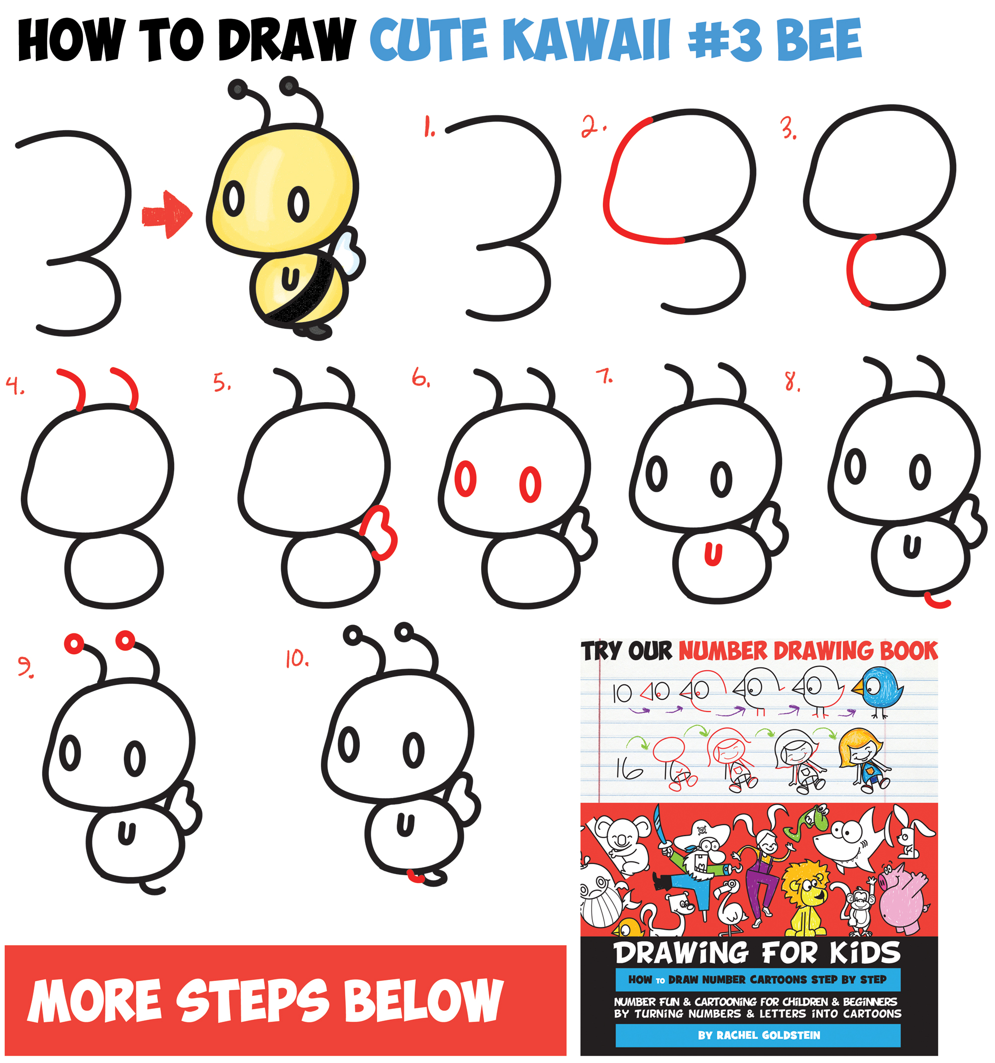 2000x2138 How To Draw Cute Chibi Kawaii Characters With Number Shapes - Cute Bumble Bee Drawing