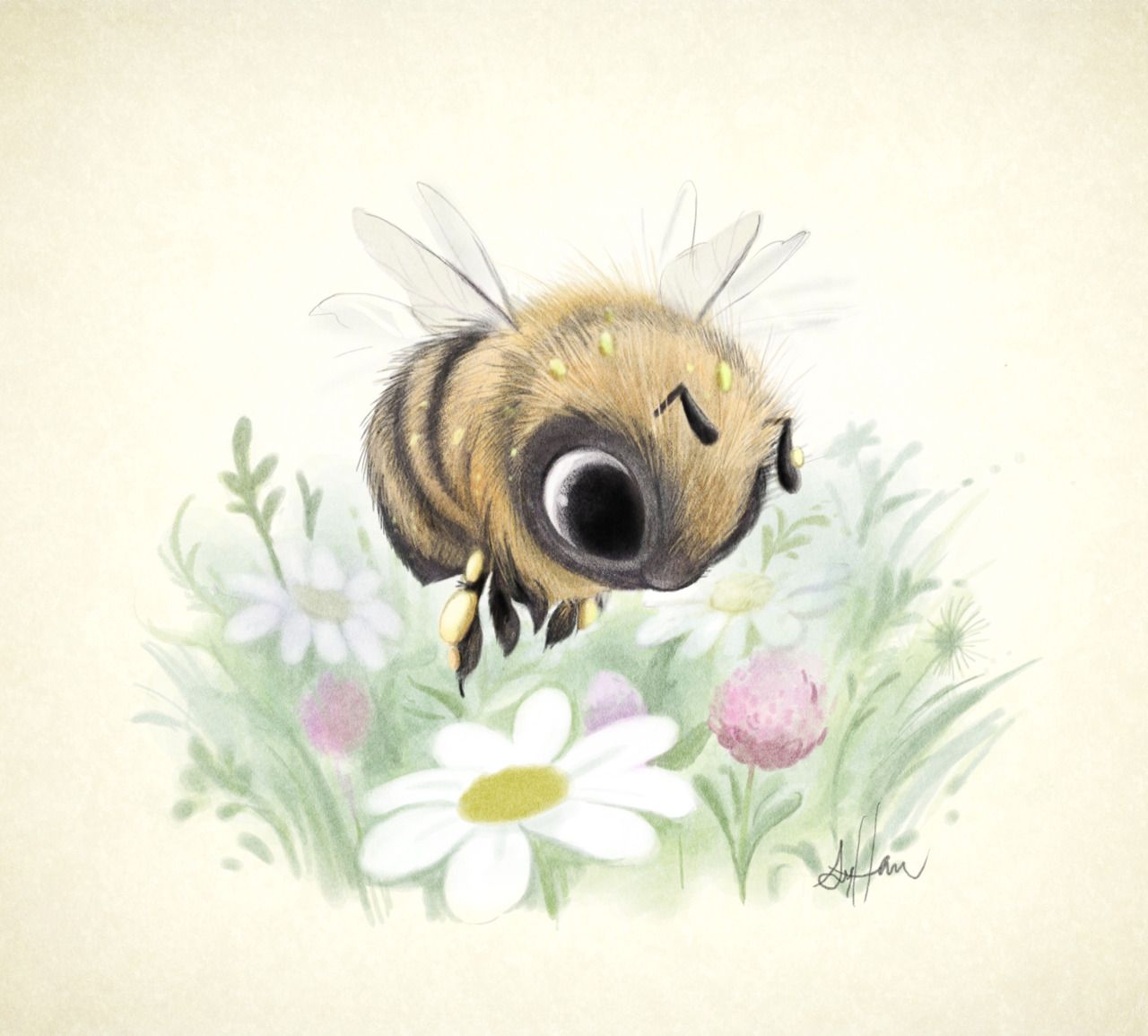 1280x1155 Overwhelmingly Cute Animal Illustrations - Cute Bumble Bee Drawing