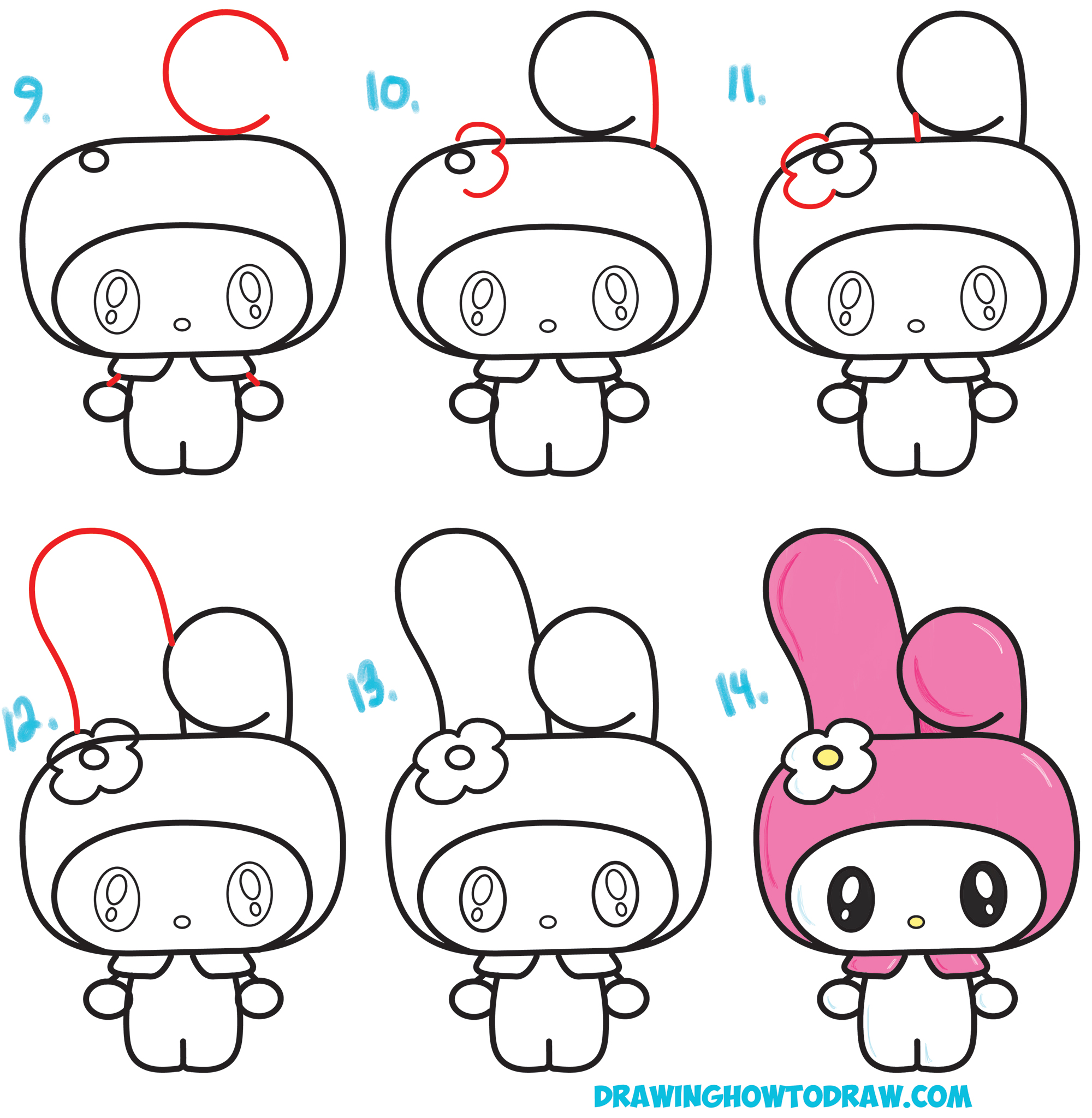 2000x2048 How To Draw Kawaii Chibi My Melody From Hello Kitty A Cute - Cute Bunny Drawing Step By Step