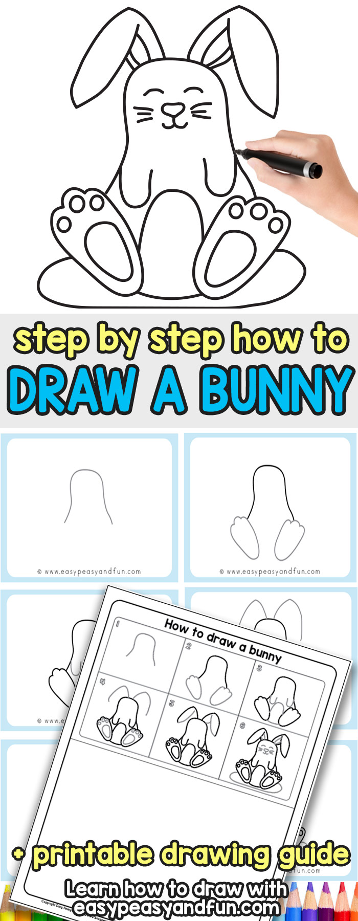 700x1800 How To Draw A Bunny - Cute Bunny Drawing Step By Step