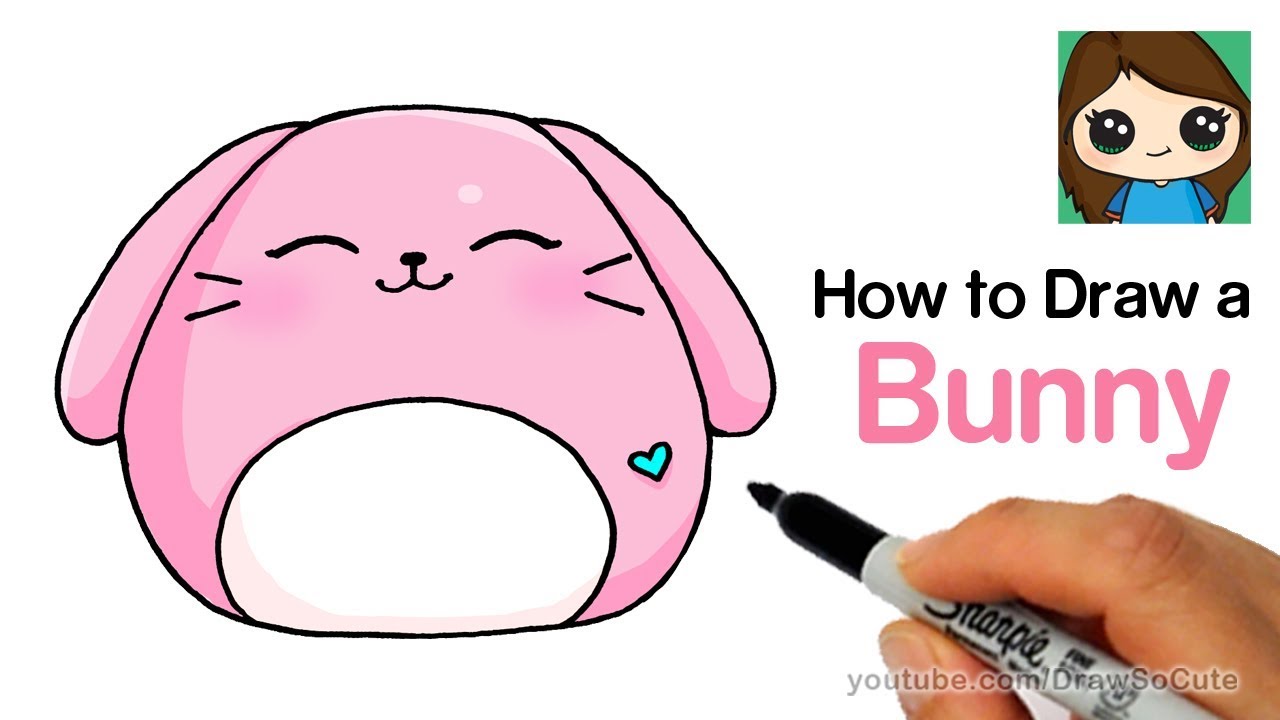 1280x720 How To Draw A Cute Bunny Easy Squishy Squooshems - Cute Bunny Drawing Step By Step