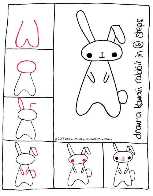 500x639 Learn To Draw A Kawaii Bunny In Steps Learn To Draw - Cute Bunny Drawing Step By Step