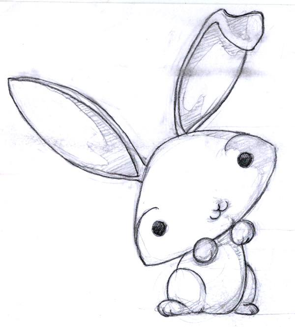 600x666 Pictures How To Draw A Cute Easter Bunny - Cute Bunny Drawing Step By Step