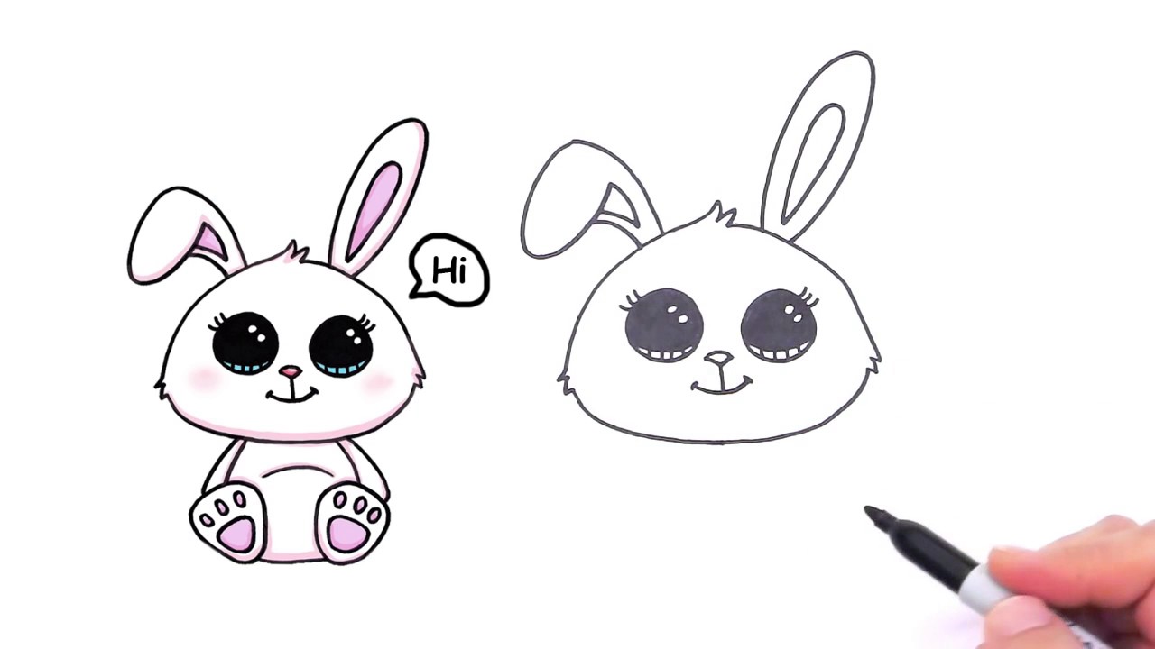1280x720 How To Draw A Cute Bunny Rabbit Easy - Cute Bunny Rabbit Drawing