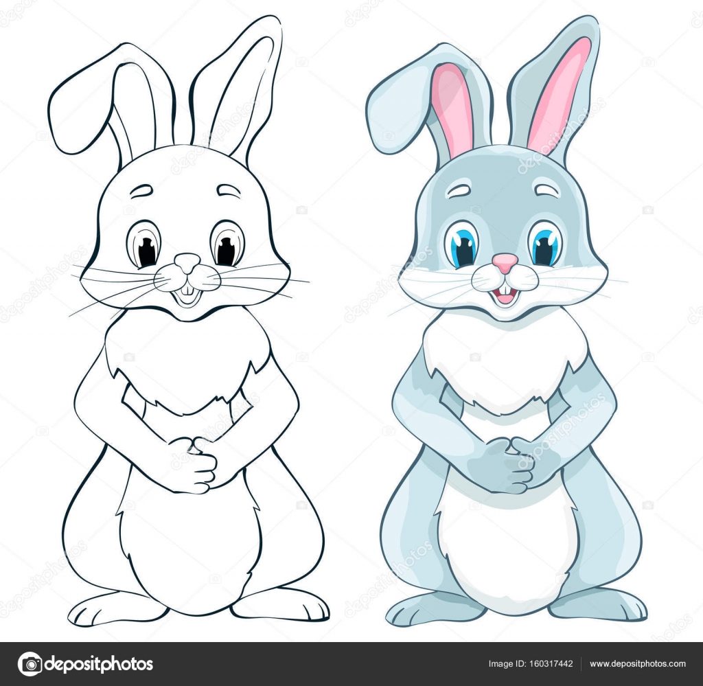 1024x999 Monumental Cartoon Rabbit Drawing Cute Bunny On White Coloring - Cute Bunny Rabbit Drawing