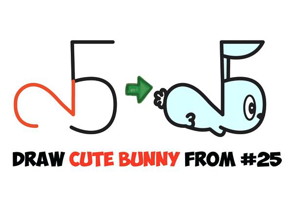 600x414 Rabbit Drawing How To Draw A Cute Cartoon Bunny From Numbers Easy - Cute Bunny Rabbit Drawing