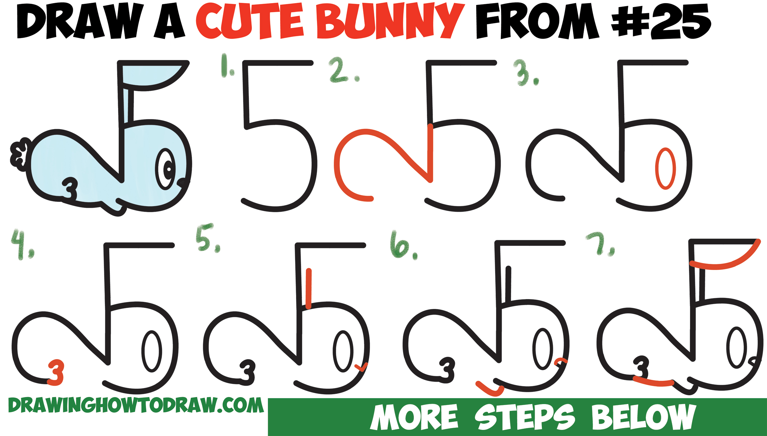 2500x1421 Bunny Rabbit Drawing How To Draw A Cute Cartoon From Numbers - Cute Bunny Rabbit Drawing
