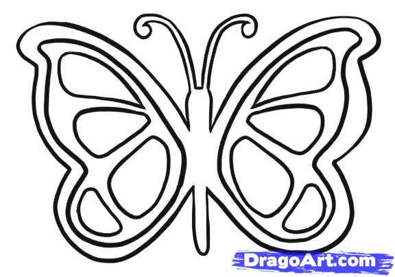 576x404 Cute Butterfly Line Drawing - Cute Butterfly Drawing