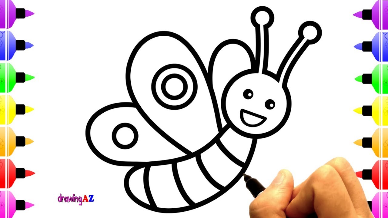 1280x720 How To Draw Cute Butterfly For Baby - Cute Butterfly Drawing