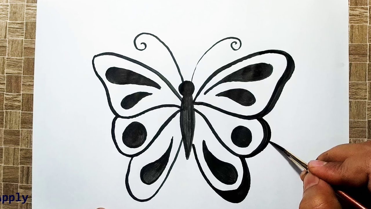 1280x720 How To Draw A Simple Butterfly Easy And Cute - Cute Butterfly Drawing