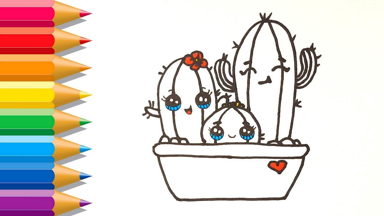 1280x720 how to draw cactus easy cute cactus drawing for kids painting - Cute Cactus Drawing