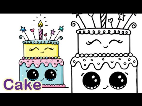 480x360 How To Draw A Cartoon Birthday Celebration Cake Cute And Easy - Cute Cake Drawing