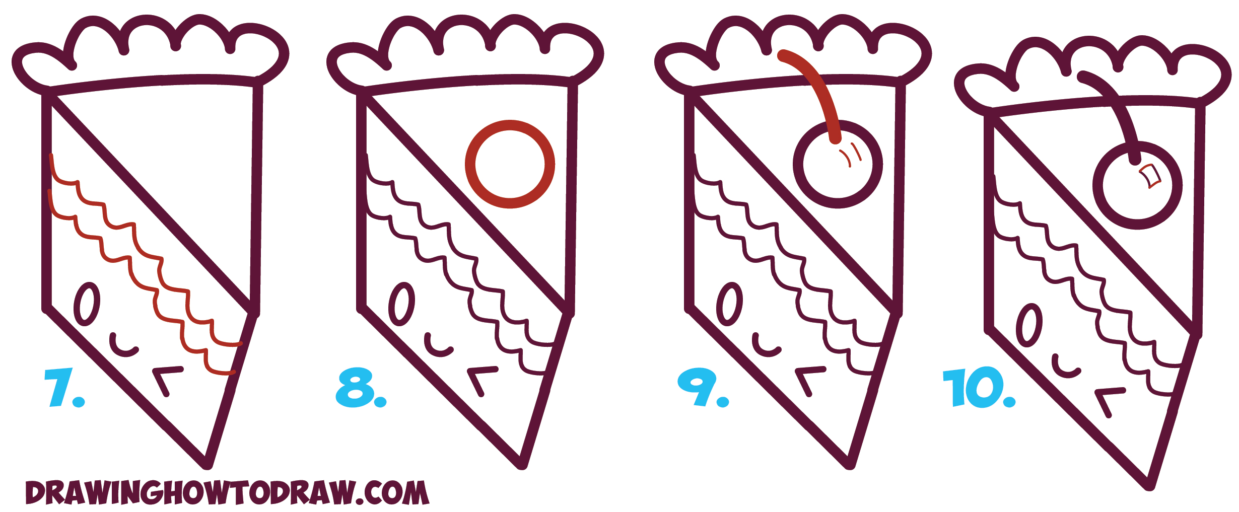 2460x1017 How To Draw A Cute Kawaii Piece Of Cake With A Face On It - Cute Cake Drawing