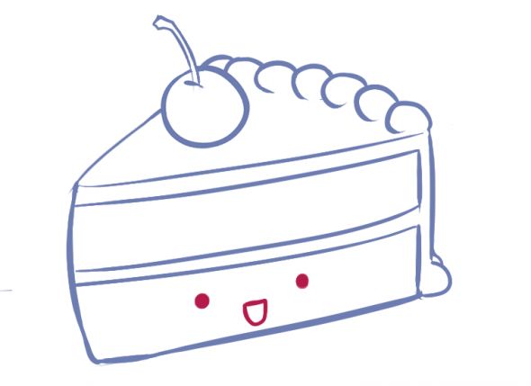 590x429 How To Draw A Kawaii - Cute Cake Drawing