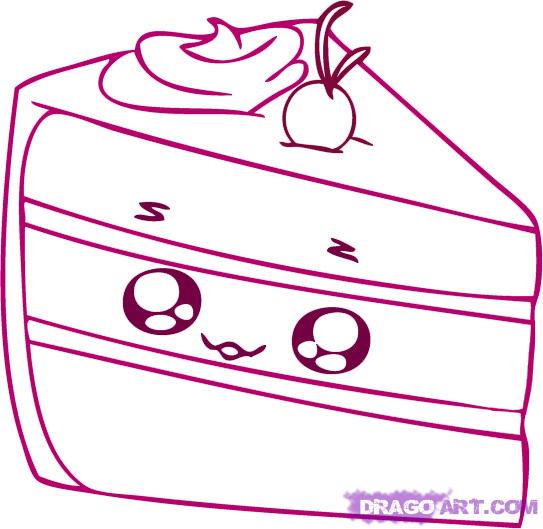 543x529 How To Draw A Piece Of Cake, Step - Cute Cake Drawing