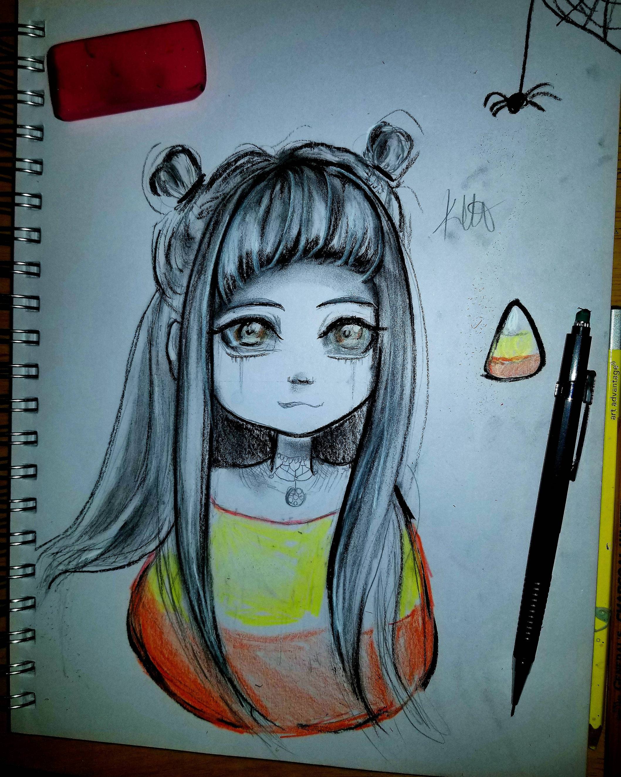 2117x2646 Cute Candy Corn Girl, Pencil - Cute Candy Corn Drawing