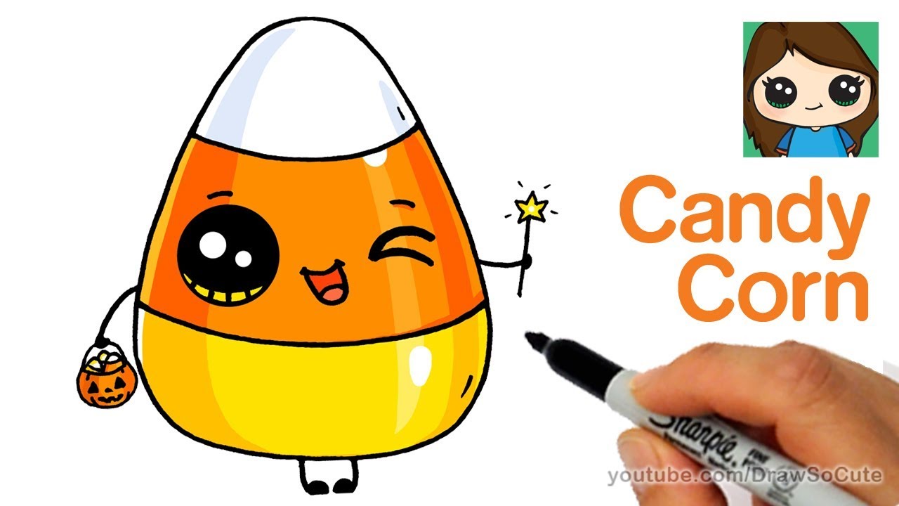 1280x720 How To Draw Cute Candy Corn Easy Cartoon Food - Cute Candy Corn Drawing