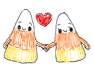 300x250 Cute Candy Corn Couple Drawing - Cute Candy Corn Drawing